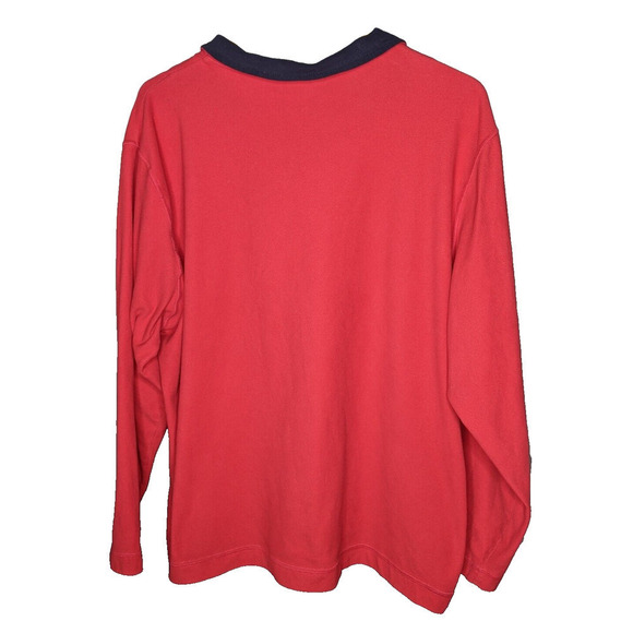 Lands End Womens XL 18-20 Red Pullover Black Collar 1/4 Zip Polyester - Picture 2 of 6